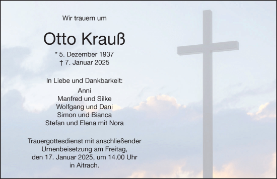 Traueranzeige von Otto Krauß von Memminger Zeitung