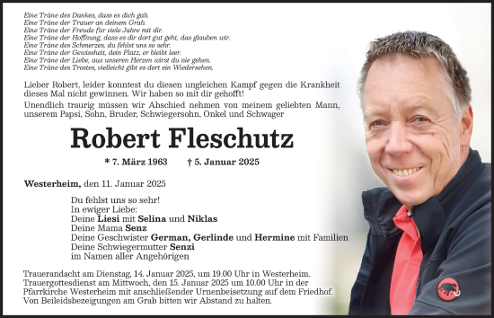 Traueranzeige von Robert Fleschutz von Memminger Zeitung