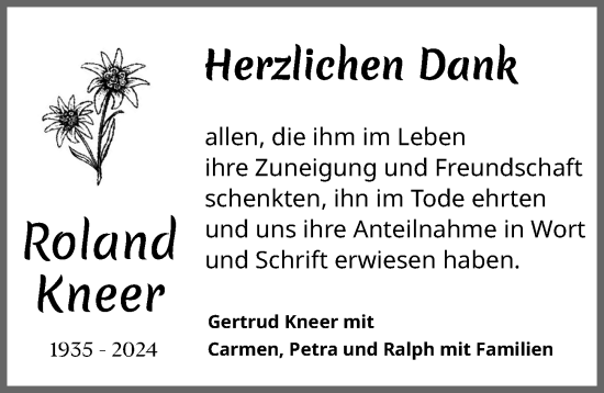 Traueranzeige von Roland Kneer von Allgäuer Zeitung, Füssen