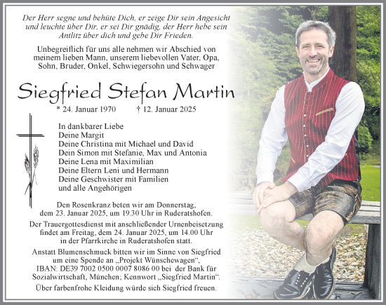 Traueranzeige von Siegfried Stefan Martin von Allgäuer Zeitung, Marktoberdorf