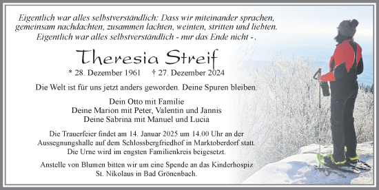 Traueranzeige von Theresia Streif von Allgäuer Zeitung, Marktoberdorf