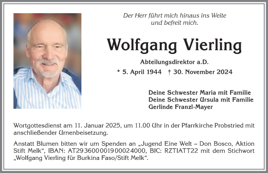 Traueranzeige von Wolfgang Vierling von Allgäuer Zeitung,Kempten