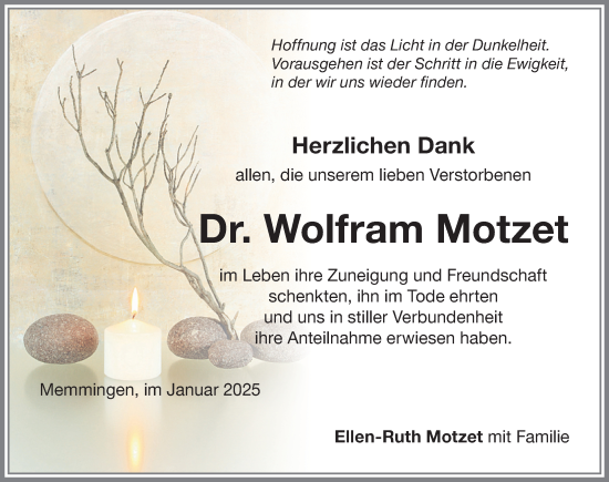 Traueranzeige von Wolfram Motzet von Memminger Zeitung