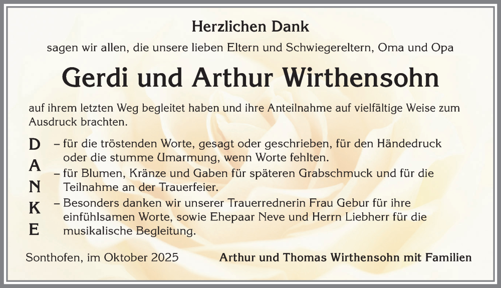  Traueranzeige für Arthur Wirthensohn vom 25.10.2025 aus Allgäuer Anzeigeblatt