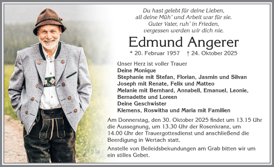 Traueranzeige von Edmund Angerer von Allgäuer Anzeigeblatt