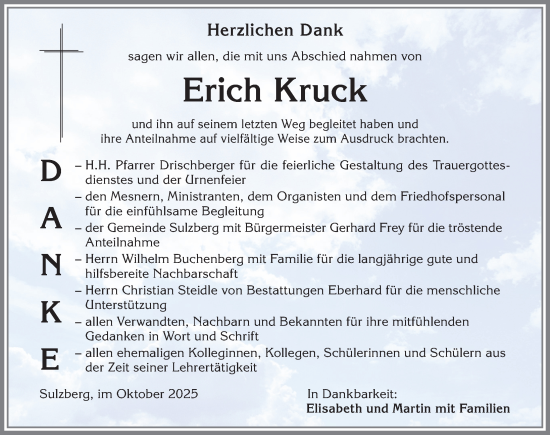Traueranzeige von Erich Kruck von Allgäuer Zeitung,Kempten