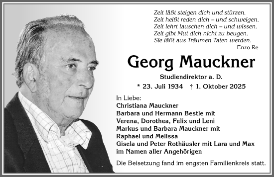 Traueranzeige von Georg Mauckner von Allgäuer Zeitung,Kempten