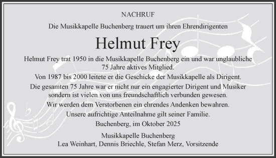Traueranzeige von Helmut Frey von Allgäuer Zeitung,Kempten