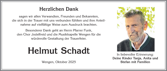Traueranzeige von Helmut Schadt von Allgäuer Zeitung,Kempten