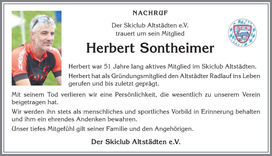 Traueranzeige von Herbert Sontheimer von Allgäuer Anzeigeblatt