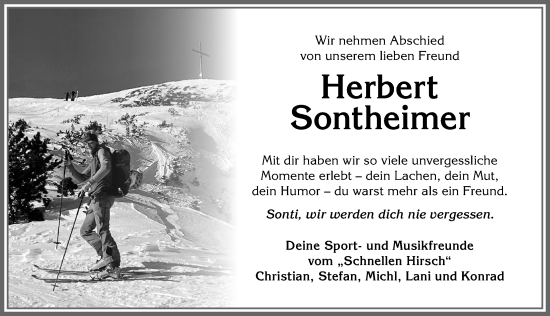 Traueranzeige von Herbert Sontheimer von Allgäuer Anzeigeblatt