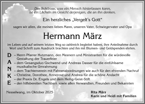 Traueranzeige von Hermann März von Allgäuer Zeitung, Füssen