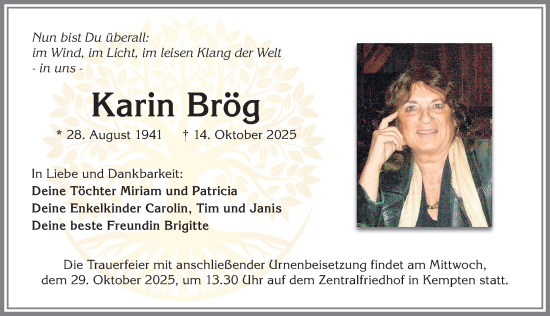 Traueranzeige von Karin Brög von Allgäuer Zeitung,Kempten