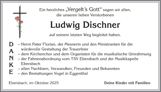 Traueranzeige von Ludwig Dischner von Allgäuer Zeitung, Marktoberdorf