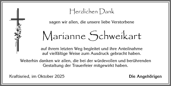 Traueranzeige von Marianne Schweikart von Allgäuer Zeitung,Kempten