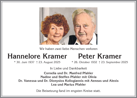 Traueranzeige von Peter Kramer von Allgäuer Zeitung,Kempten