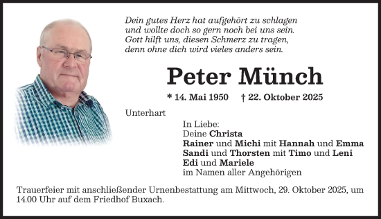 Traueranzeige von Peter Münch von Memminger Zeitung