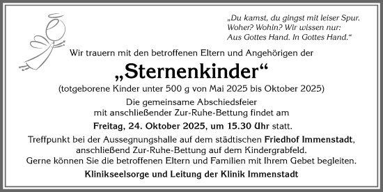 Traueranzeige von Sternenkinder  von Allgäuer Anzeigeblatt