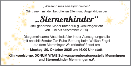 Traueranzeige von Sternenkinder  von Memminger Zeitung