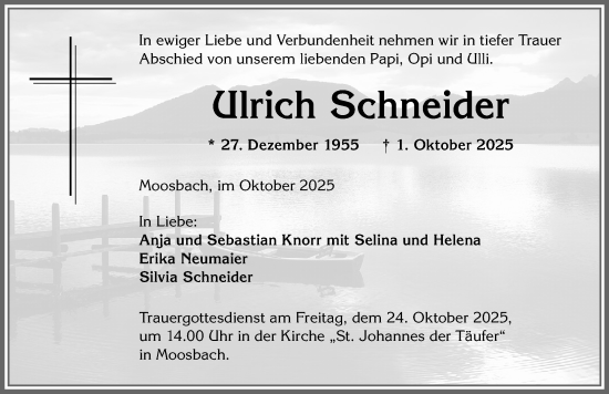 Traueranzeige von Ulrich Schneider von Allgäuer Zeitung,Kempten