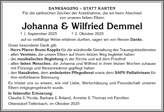 Traueranzeige von Wilfried Demmel von Allgäuer Anzeigeblatt