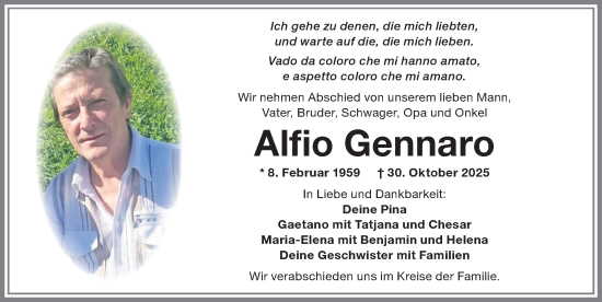Traueranzeige von Alfio Gennaro von Allgäuer Zeitung,Kempten