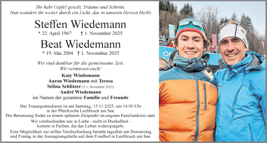 Traueranzeige von Beat Wiedemann von Allgäuer Zeitung,Kempten