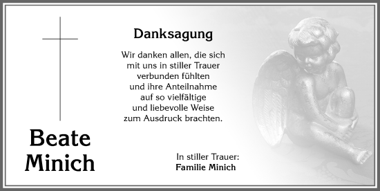 Traueranzeige von Beate Minich von Allgäuer Anzeigeblatt