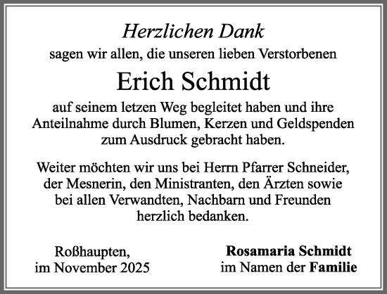Traueranzeige von Erich Schmidt von Allgäuer Zeitung, Füssen
