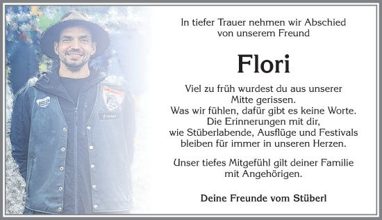 Traueranzeige von Flori  von Allgäuer Zeitung, Kaufbeuren/Buchloe
