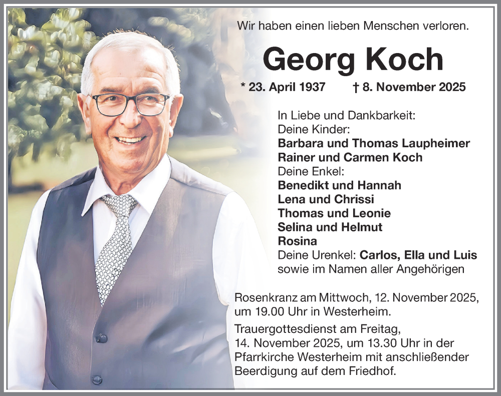  Traueranzeige für Georg Koch vom 11.11.2025 aus Memminger Zeitung