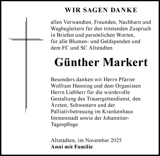 Traueranzeige von Günther Markert von Allgäuer Anzeigeblatt