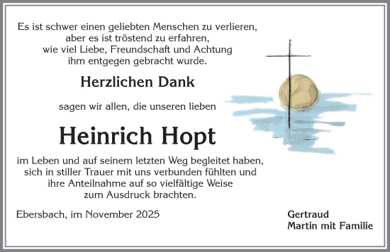 Traueranzeige von Heinrich Hopt von Allgäuer Zeitung, Marktoberdorf