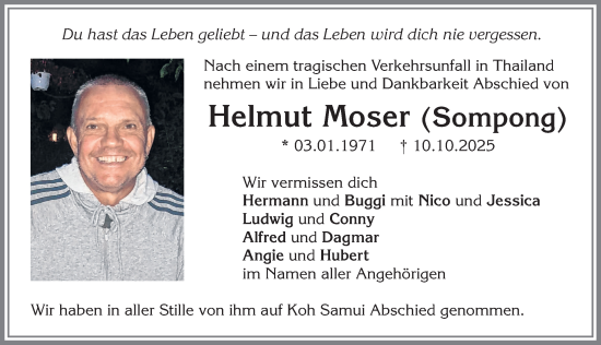 Traueranzeige von Helmut Moser von Memminger Zeitung