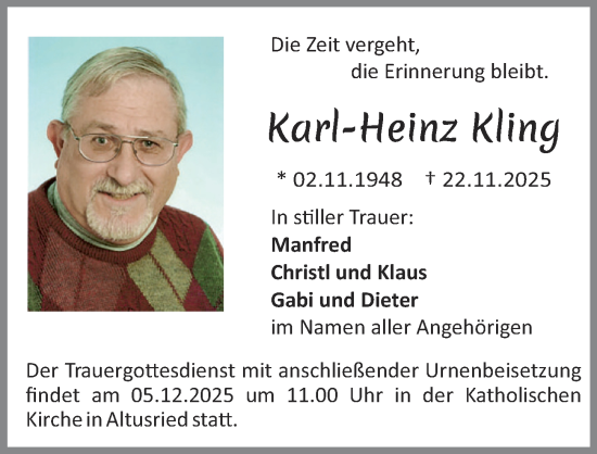 Traueranzeige von Karl-Heinz Kling von Allgäuer Zeitung,Kempten