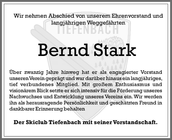 Traueranzeige von Bernd Stark von Allgäuer Anzeigeblatt