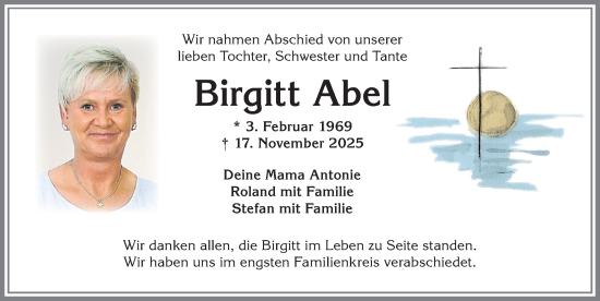 Traueranzeige von Birgitt Abel von Allgäuer Zeitung, Kaufbeuren/Buchloe