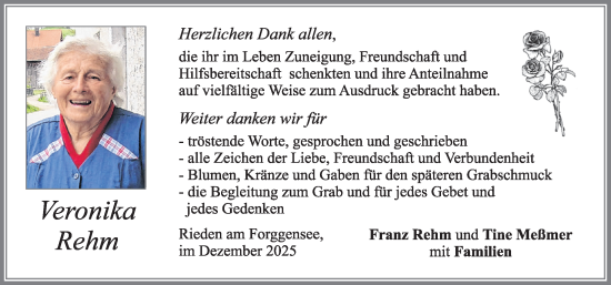 Traueranzeige von Franz Rehm von Allgäuer Zeitung, Füssen