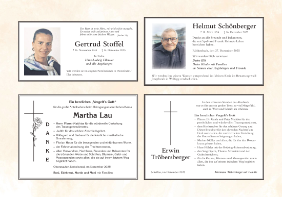 Traueranzeige von Gertrud Stoffel von Der Westallgäuer