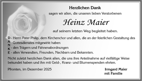 Traueranzeige von Heinz Maier von Allgäuer Zeitung, Füssen