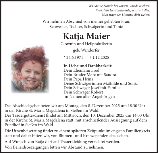 Traueranzeige von Katja Maier von Memminger Zeitung