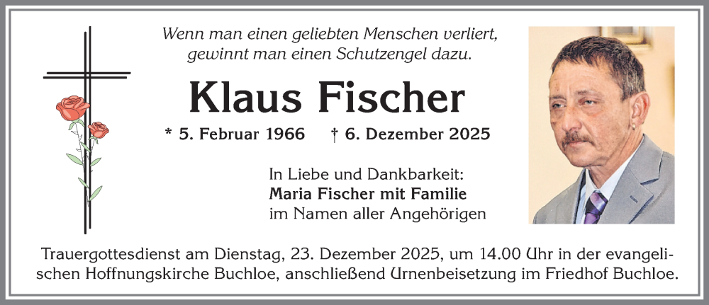  Traueranzeige für Klaus Fischer vom 13.12.2025 aus Allgäuer Zeitung, Kaufbeuren/Buchloe