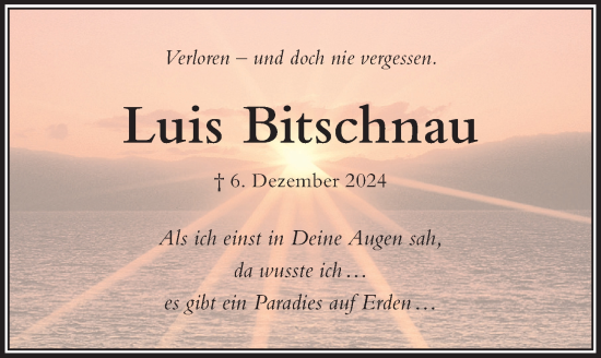 Traueranzeige von Luis Bitschnau von Der Westallgäuer