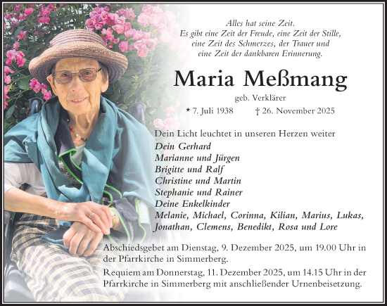 Traueranzeige von Maria Meßmang von Der Westallgäuer