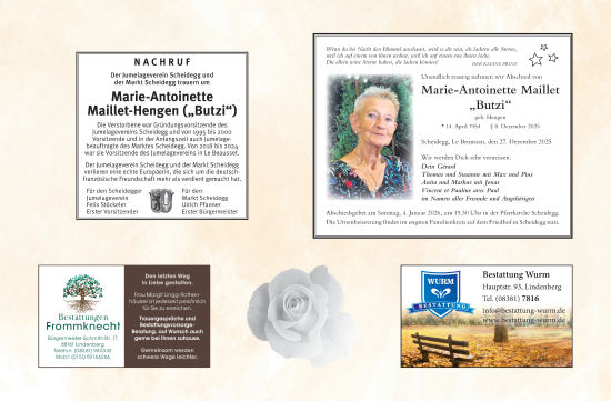 Traueranzeige von Marie-Antoinette Maillet-Hengen von Der Westallgäuer