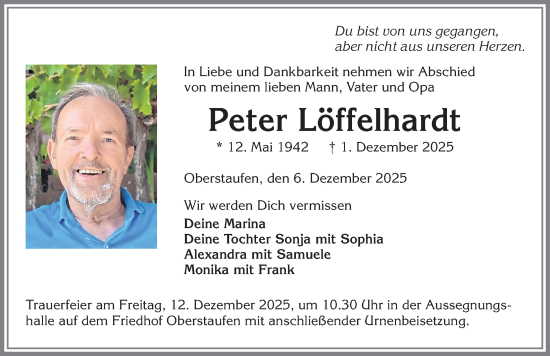 Traueranzeige von Peter Löffelhardt von Allgäuer Anzeigeblatt