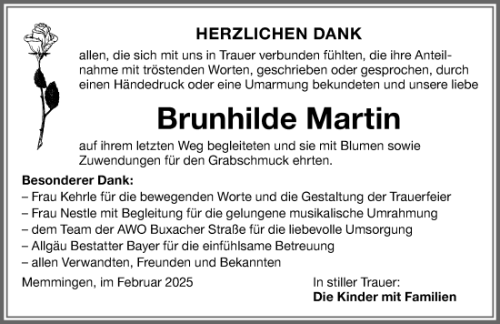 Traueranzeige von Brunhilde Martin von Memminger Zeitung