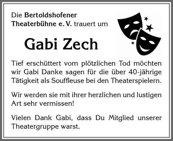 Traueranzeige von Gabi Zech von Allgäuer Zeitung, Kaufbeuren/Buchloe
