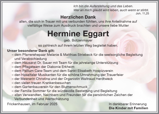 Traueranzeige von Hermine Eggart von Memminger Zeitung