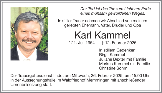 Traueranzeige von Karl Kammel von Memminger Zeitung